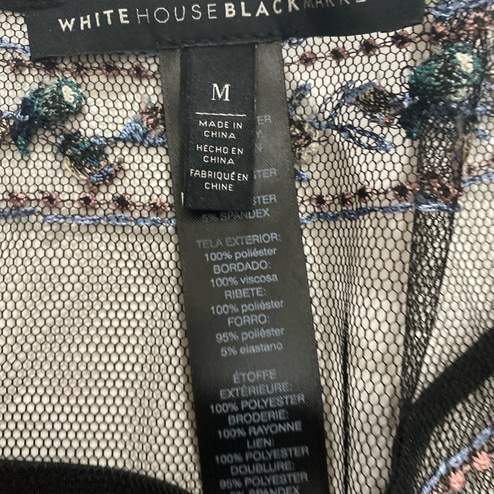 White House black market embroidered black tank with under layer - Picture 4 of 5